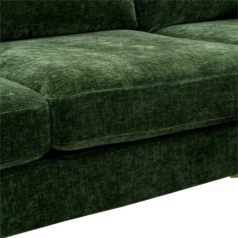 CRO Decor 4-piece U Shaped Fabric Sectional Sofa with Golden Legs in Green