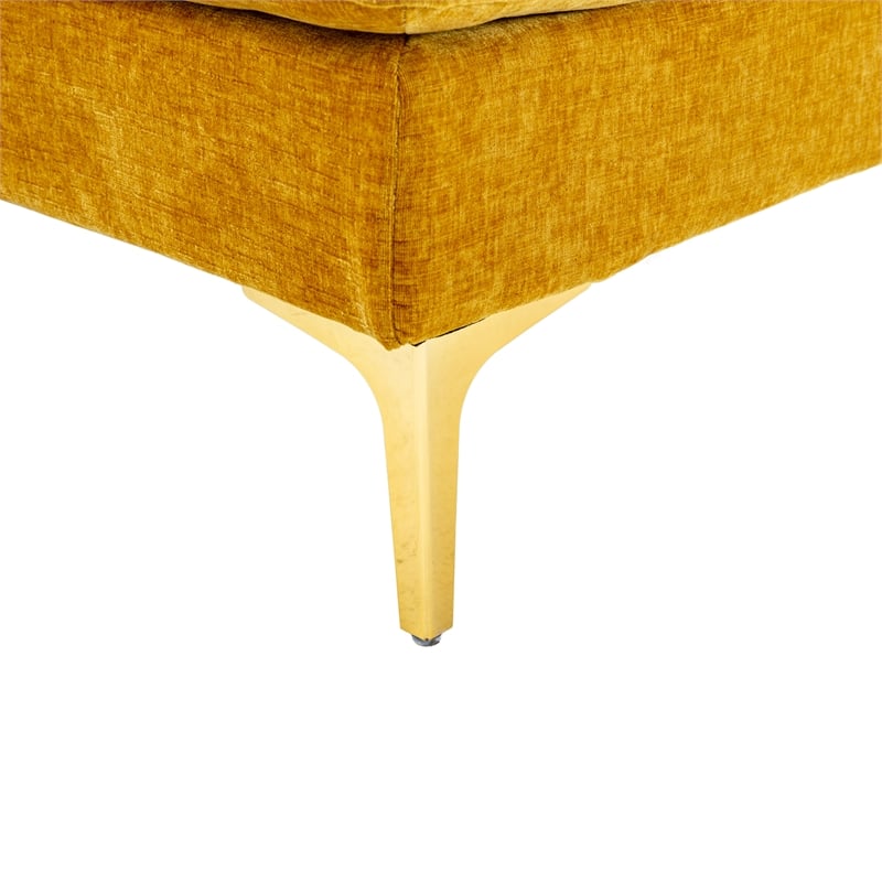 CRO Decor 4-piece U Shaped Fabric Sectional Sofa with Golden Legs in Yellow