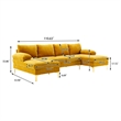 CRO Decor 4-piece U Shaped Fabric Sectional Sofa with Golden Legs in Yellow