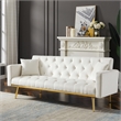 CRO Decor Convertible Folding Futon Velvet Sofa Bed in Cream White