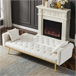 CRO Decor Convertible Folding Futon Velvet Sofa Bed in Cream White