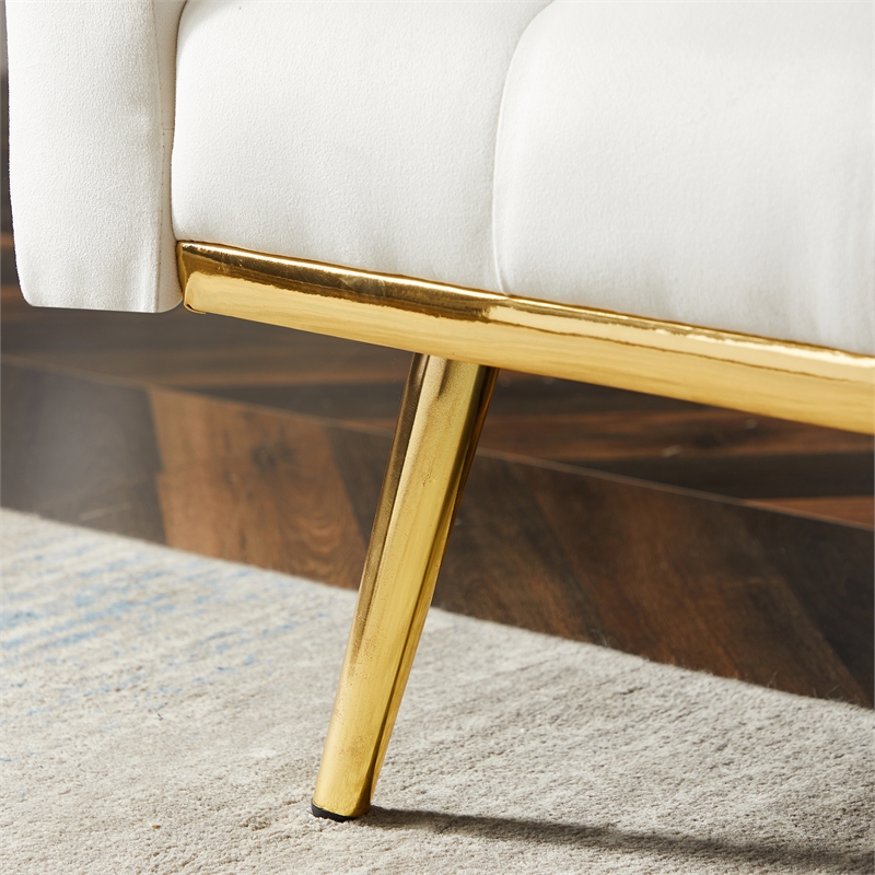 CRO Decor Convertible Folding Futon Velvet Sofa Bed in Cream White