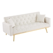 CRO Decor Convertible Folding Futon Velvet Sofa Bed in Cream White