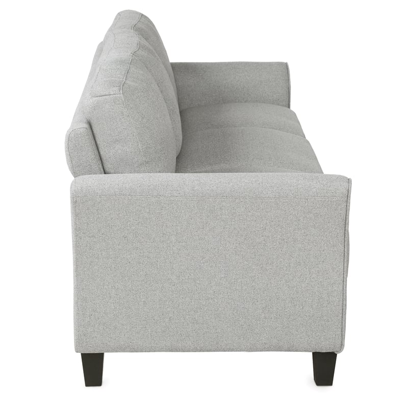 CRO Decor 3-Seat Sofa Living Room Linen Fabric Sofa in Light Gray