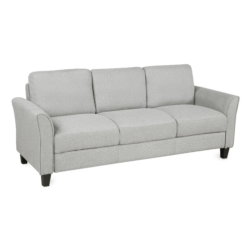 CRO Decor 3-Seat Sofa Living Room Linen Fabric Sofa in Light Gray