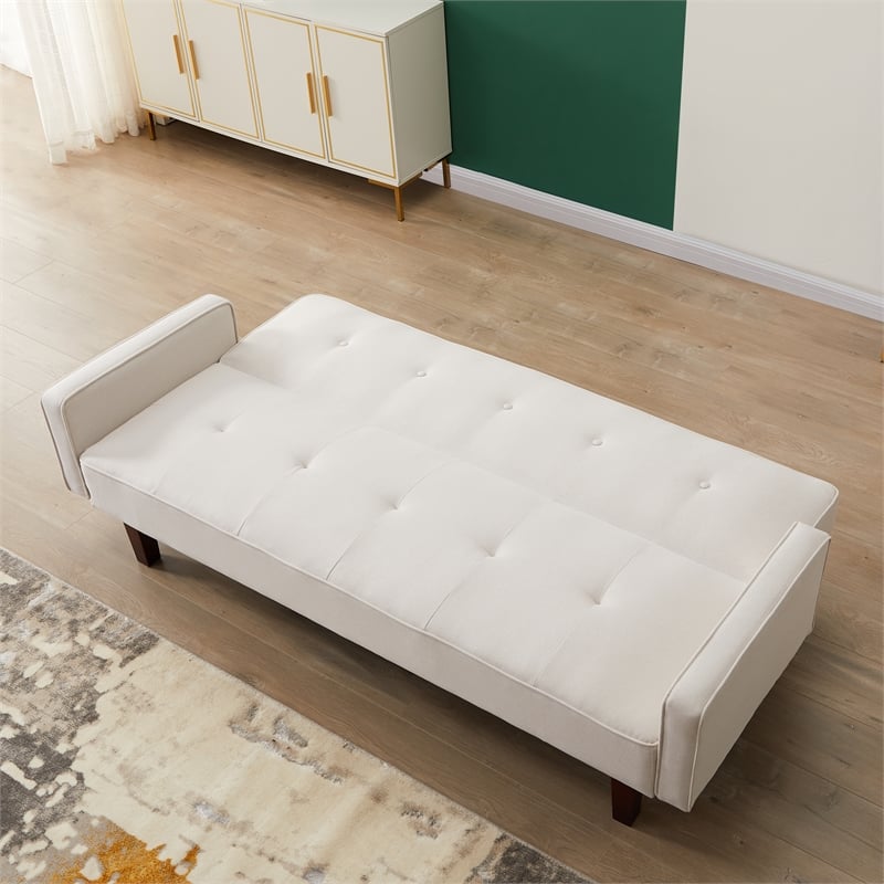 CRO Decor Sofa Bed Convertible Sofa Couch Linen Fabric Reclining Sofa (White)