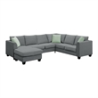 CRO Decor Sofa Sets 7 Seats L Shape with Ottoman Fabric with 3 Pillows (Gray)