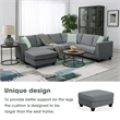 CRO Decor Sofa Sets 7 Seats L Shape with Ottoman Fabric with 3 Pillows (Gray)