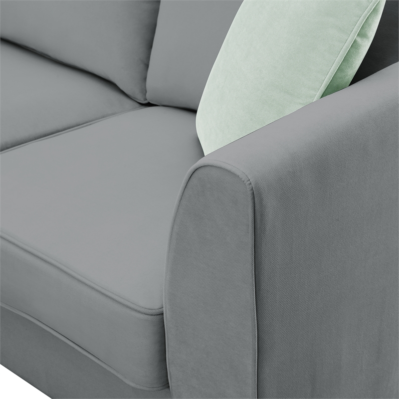 CRO Decor Sofa Sets 7 Seats L Shape with Ottoman Fabric with 3 Pillows (Gray)