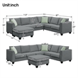 CRO Decor Sofa Sets 7 Seats L Shape with Ottoman Fabric with 3 Pillows (Gray)