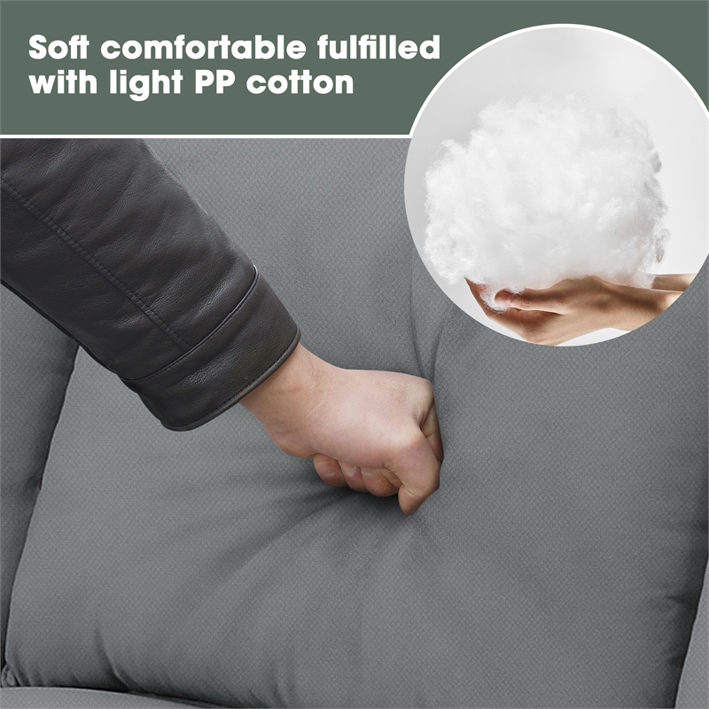 CRO Decor Sofa Sets 7 Seats L Shape with Ottoman Fabric with 3 Pillows (Gray)