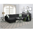 CRO Decor Sofa Sets 7 Seats L Shape with Ottoman Fabric with 3 Pillows (Black)