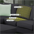 CRO Decor Sofa Sets 7 Seats L Shape with Ottoman Fabric with 3 Pillows (Black)