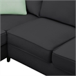 CRO Decor Sofa Sets 7 Seats L Shape with Ottoman Fabric with 3 Pillows (Black)