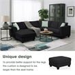 CRO Decor Sofa Sets 7 Seats L Shape with Ottoman Fabric with 3 Pillows (Black)