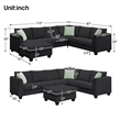 CRO Decor Sofa Sets 7 Seats L Shape with Ottoman Fabric with 3 Pillows (Black)