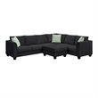 CRO Decor Sofa Sets 7 Seats L Shape with Ottoman Fabric with 3 Pillows (Black)
