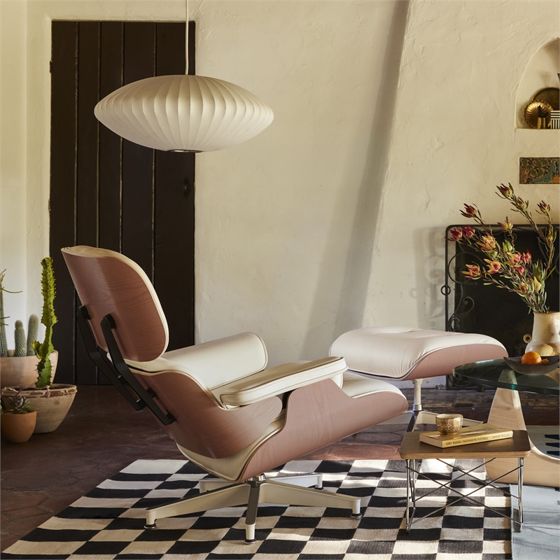 CRO Decor Top Grain Genuine Leather Swivel Lounge Chair And Ottoman(White)