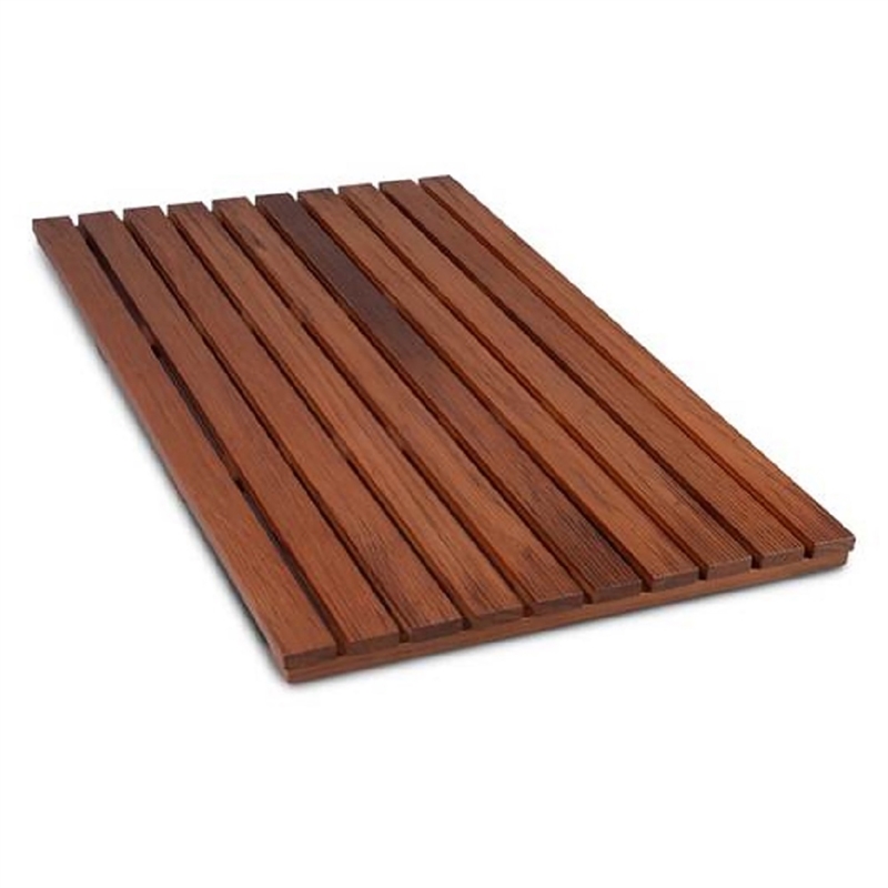 CRO Decor Teak Rectangle Teak & Wood Reversible Shower Mat