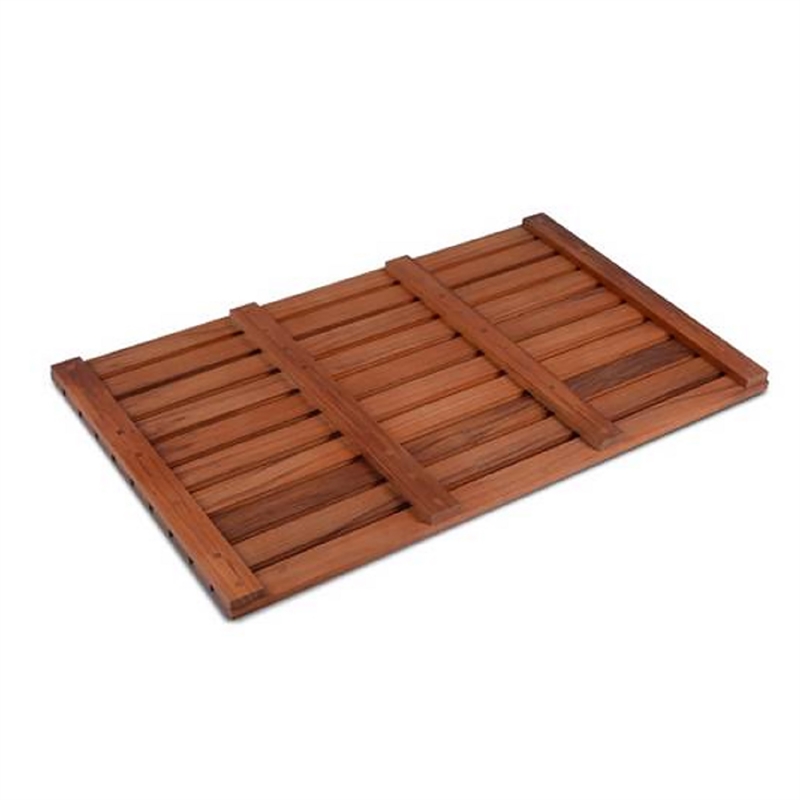 CRO Decor Teak Rectangle Teak & Wood Reversible Shower Mat