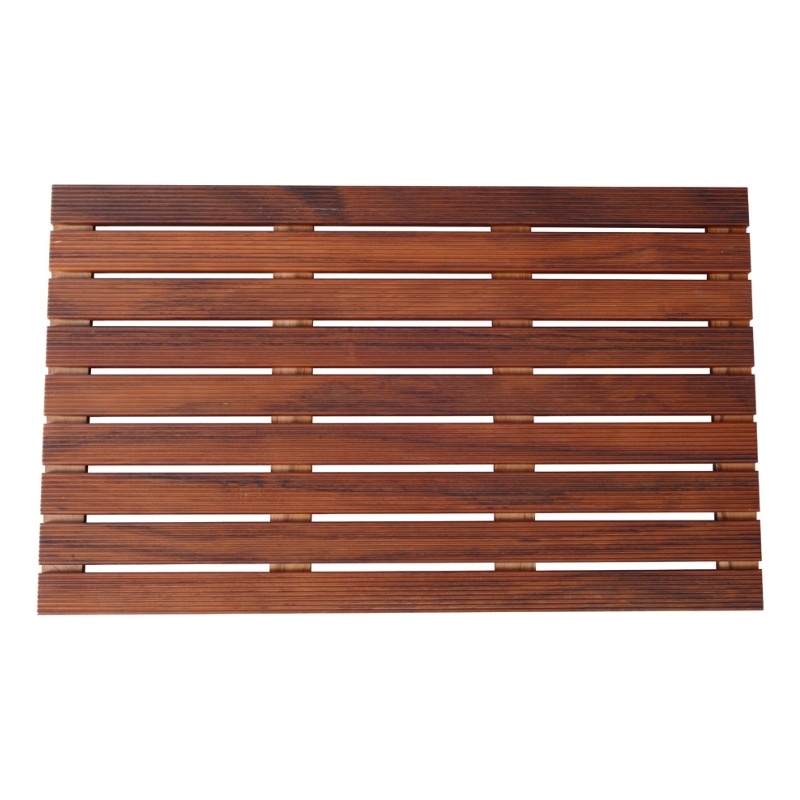 CRO Decor Teak Rectangle Teak & Wood Reversible Shower Mat