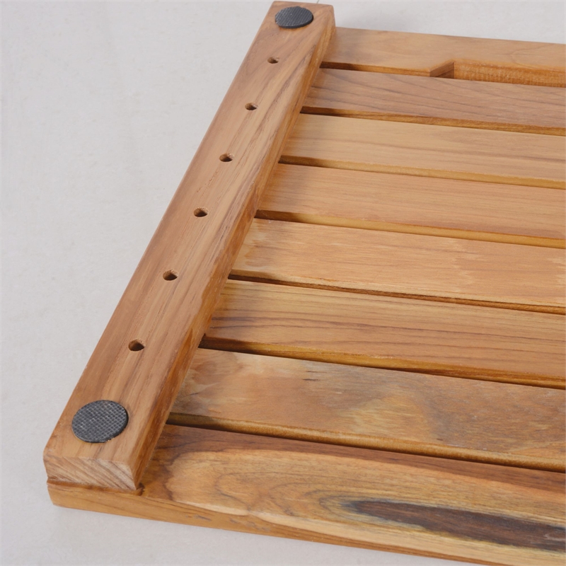 Teak Shower Mat Non-Slip Bath Mat Sturdy Waterproof Wooden Floor Mat 24 x 16 in