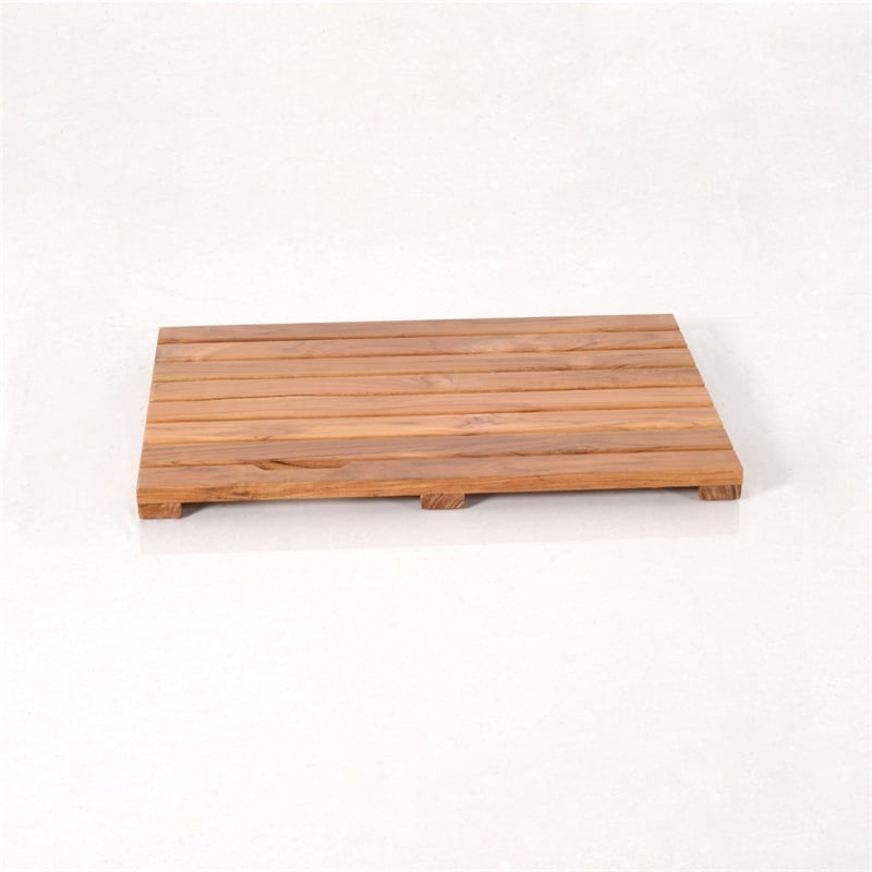 Teak Shower Mat Non-Slip Bath Mat Sturdy Waterproof Wooden Floor Mat 24 x 16 in
