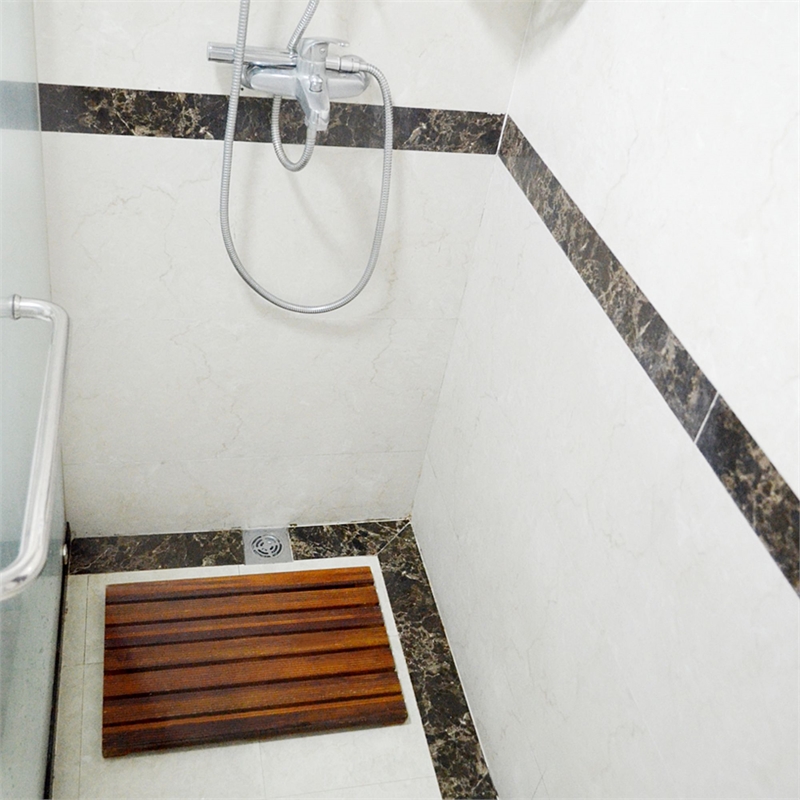 CRO Decor Teak Rectangle Teak & Wood Reversible Shower Mat  21