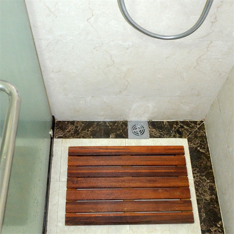 CRO Decor Teak Rectangle Teak & Wood Reversible Shower Mat  21