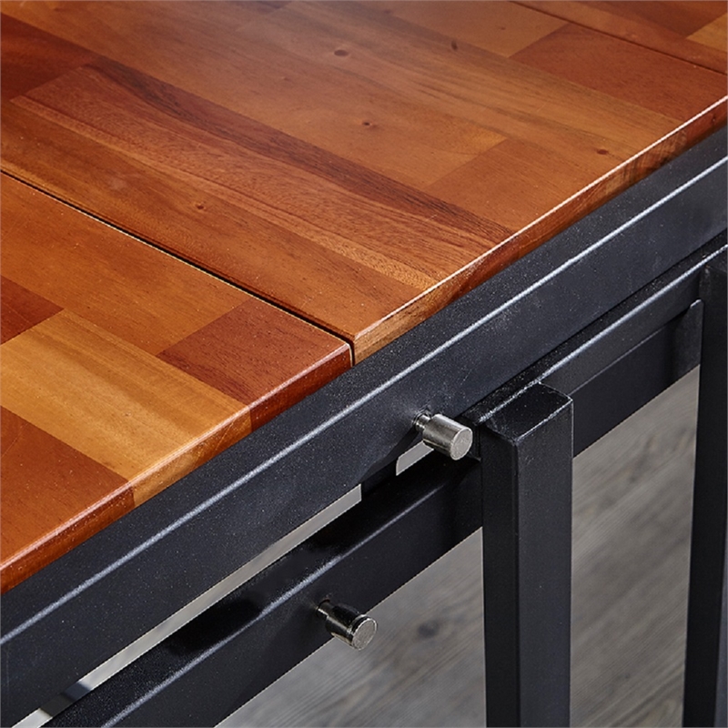 CRO Decor Multifunction Extendable Solid Wood Dining Table and Book Shelf(Brown)