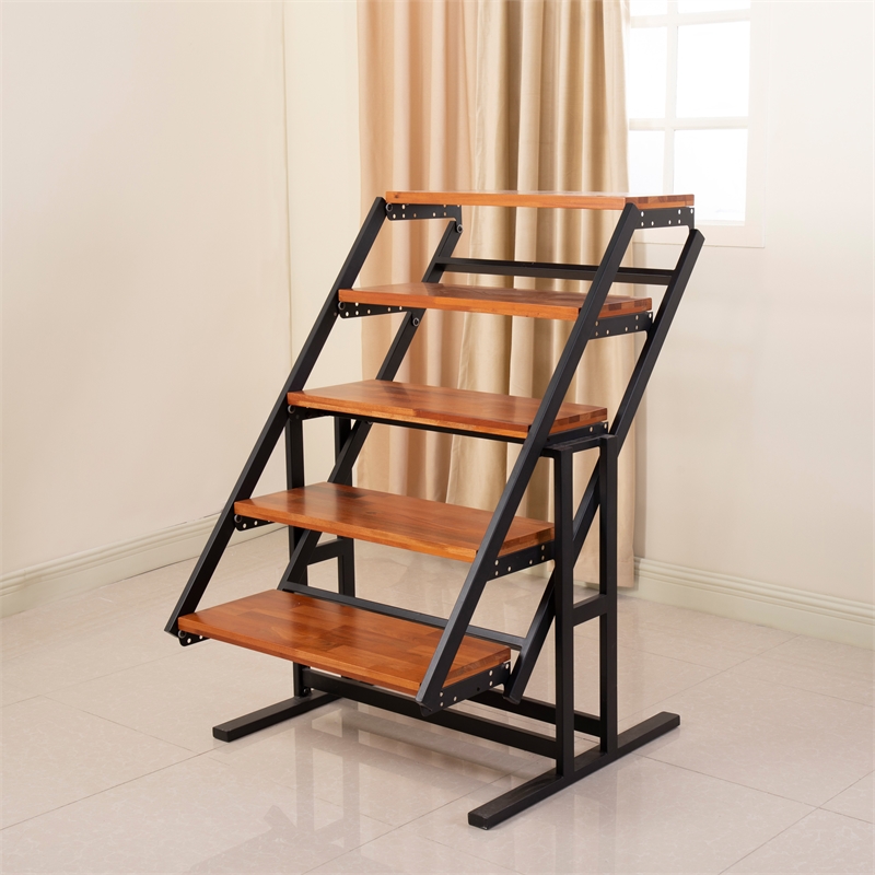 CRO Decor Multifunction Extendable Solid Wood Dining Table and Book Shelf(Brown)