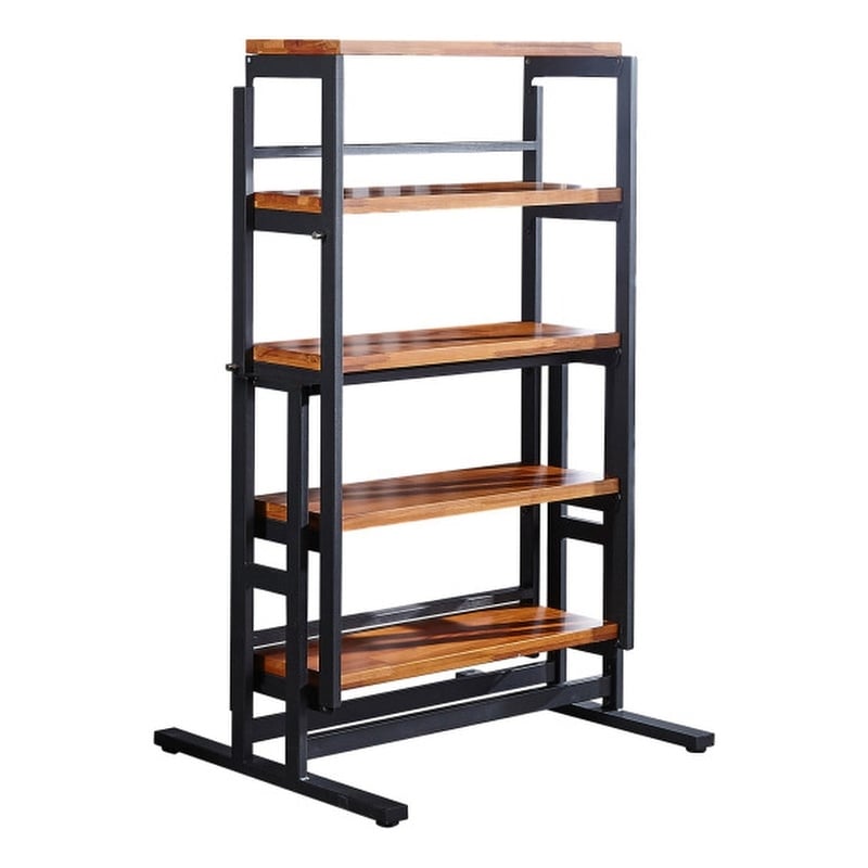 CRO Decor Multifunction Extendable Solid Wood Dining Table and Book Shelf(Brown)