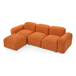 CRO Decor L-Shape Modular Sectional Sofa DIY Combination Teddy Fabric Orange