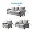 CRO Decor 3-Piece Sofa Set with Storage Classic Grey Linen Fabric 1+2+3 seat