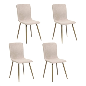 CRO Decor Mid-century modern fabric upholstered dining chairs-set of 4(Beige)