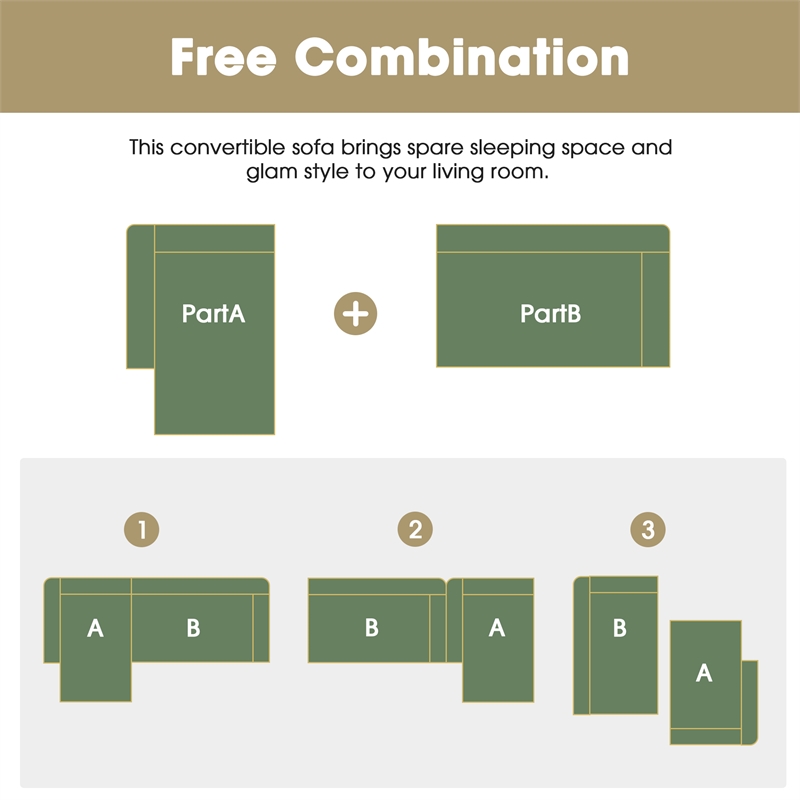 CRO Decor L-shaped Corduroy free-install fully foam-filled living room sofa