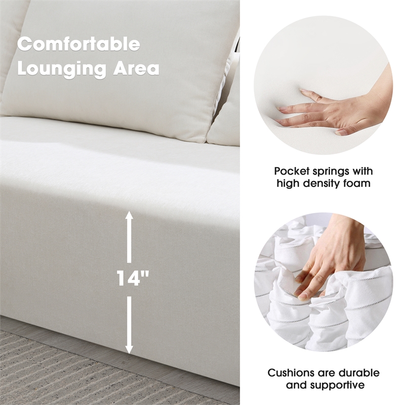 CRO Decor L-shaped Chenille free-install fully foam-filled living room sofa