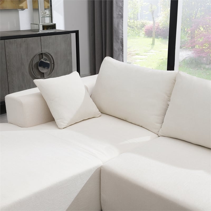 CRO Decor L-shaped Chenille free-install fully foam-filled living room sofa