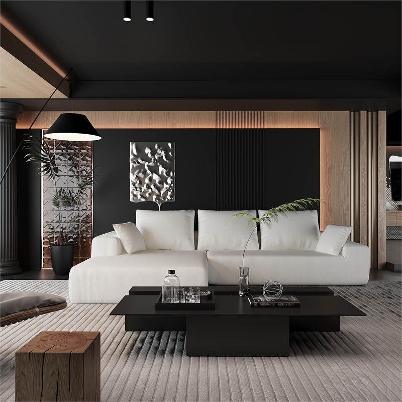 CRO Decor L-shaped Chenille free-install fully foam-filled living room sofa