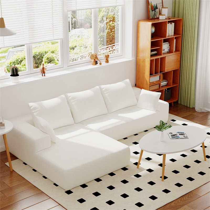 CRO Decor L-shaped Chenille free-install fully foam-filled living room sofa
