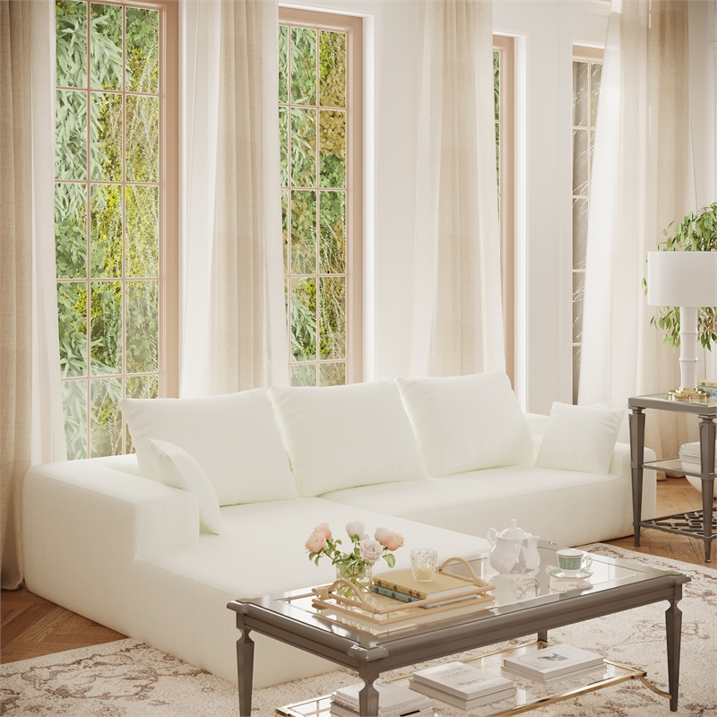 CRO Decor L-shaped Chenille free-install fully foam-filled living room sofa