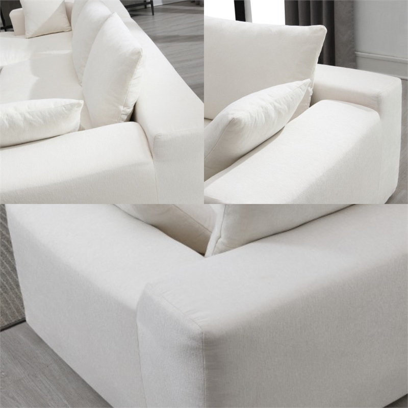 CRO Decor L-shaped Chenille free-install fully foam-filled living room sofa