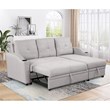 CRO Decor pull-out sofa bed 3 seater with storage chaise longue and cup holder