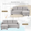 CRO Decor pull-out sofa bed 3 seater with storage chaise longue and cup holder