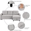 CRO Decor pull-out sofa bed 3 seater with storage chaise longue and cup holder