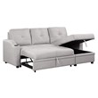 CRO Decor pull-out sofa bed 3 seater with storage chaise longue and cup holder