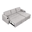 CRO Decor pull-out sofa bed 3 seater with storage chaise longue and cup holder