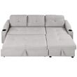 CRO Decor pull-out sofa bed 3 seater with storage chaise longue and cup holder
