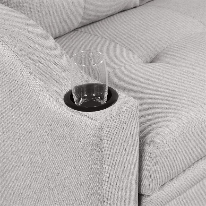 CRO Decor pull-out sofa bed 3 seater with storage chaise longue and cup holder