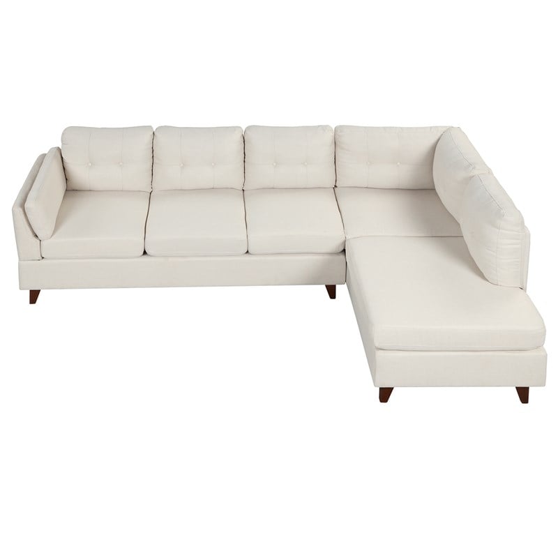 CRO Decor Modern Linen Fabric L-Shaped Sofa (Beige)